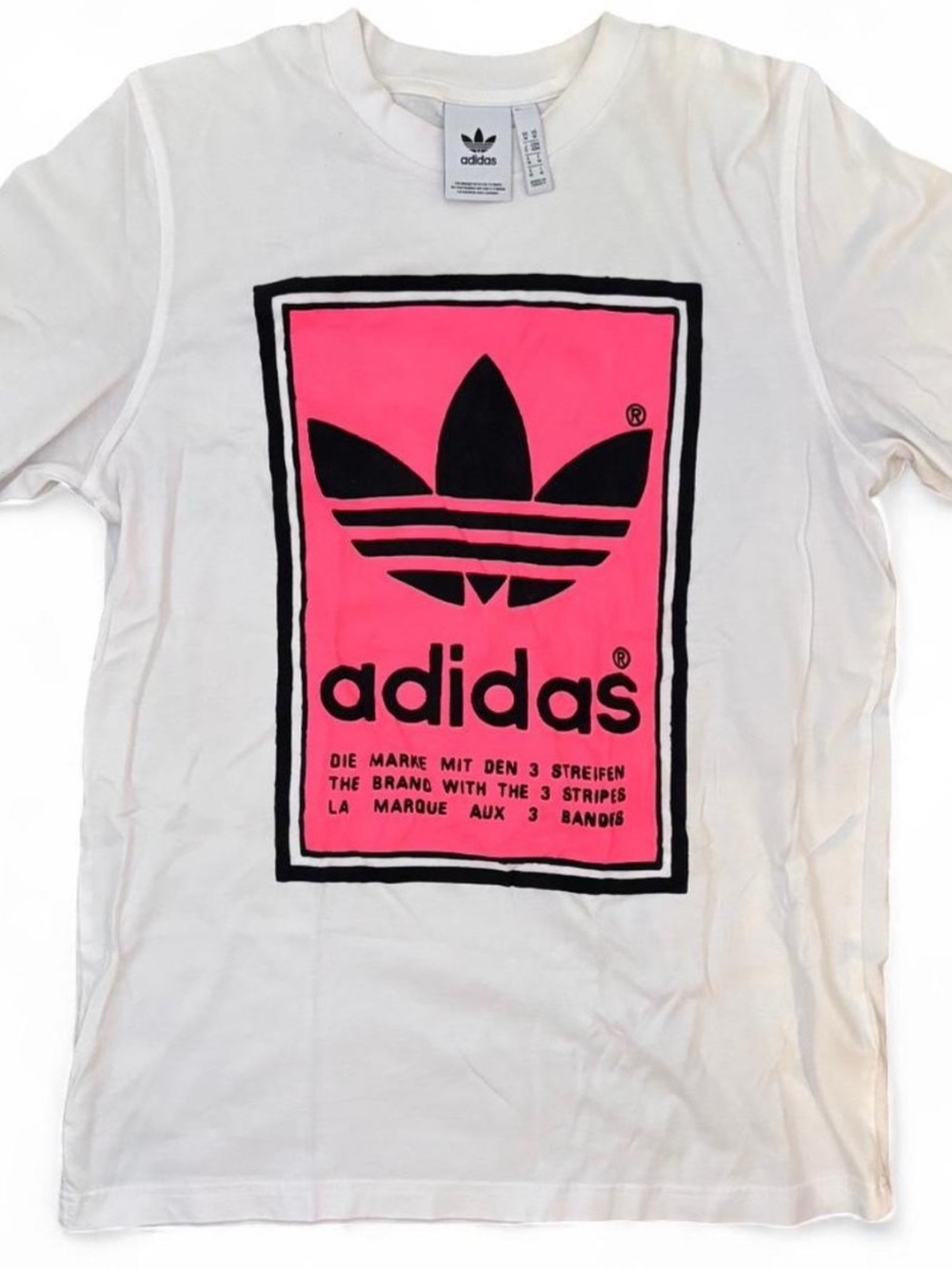 adidas White Tee with Black Trefoil Logo